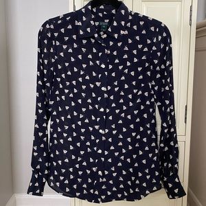 J. Crew Factory French Hen Button Up Silk Blouse